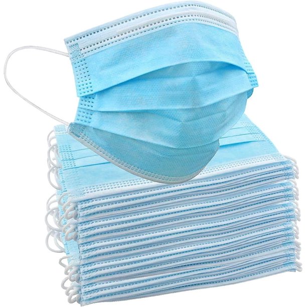 Paquete de 50 mascarillas faciales desechables Tal con gancho elástico para la oreja, tejido no tejido transpirable con gancho para la oreja de 3 capas para el hogar, el parque, la oficina - Azul LingWen 8390606253217