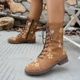 thumbnail image 7 of Khaki Women'S Casual Winter Boots With Flower Embroidery Front Lace-Up And Side Zipper Low Heel Round Toe Design, 7 of 7