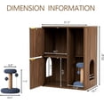 thumbnail image 3 of UZUGUL Walnut Cat Litter Box Cabinet, Mid-Century Hidden Enclosure with Cat Tree & Scratching Post, Side Table with Storage Shelf, 3 of 8