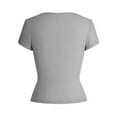 thumbnail image 5 of DuoJiaJ Women's Spring And Summer Solid Color Button Square Neck Short Sleeved Casual T Shirt Top Women’s Crop Tops Gray, 5 of 5