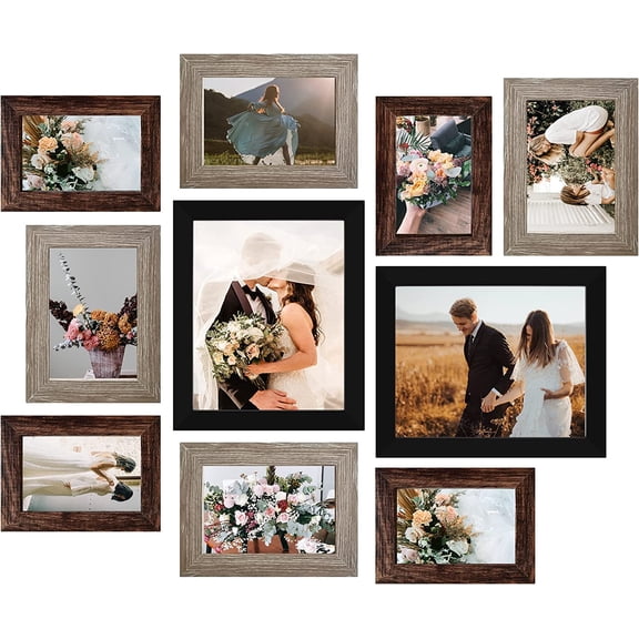 Picture s Collage Wall Decor 10-Pack, Gallery Wall Set with 8x10 5x7 4x6 s in 3 Different Finishes