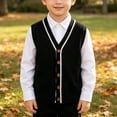 thumbnail image 6 of Crunowin Boys And Girls School Uniform Sweater Vest Button Closure Sleeveless Pullover Casual Cardigan Black Size 10, 6 of 8