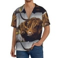 thumbnail image 3 of Gaeub Portrait Of Highland Cow With Its Baby Cow Men's Lapel Short Sleeve Shirt, Relaxed Fit Shirt, Soft and Breathable for Outdoors Party Travel - 4X-Large, 3 of 7