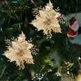 thumbnail image 5 of Anhility 6Pcs Artificial Christmas Poinsettia Flower Decoration 5.9" Christmas Tree Hanging Decorations for Xmas Wedding Holiday Party Wreath Floral DIY Crafts (Gold), 5 of 6