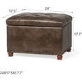 thumbnail image 3 of 24'' Leather Ottoman with Storage Rectangle Foot Rest Ottomans Stool for Living Room(Brown,Leather Texture), 3 of 13