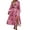 Dusty Pink, variant on Women's Split Printed Surplice Long Sleeve Midi Dress with Smocked Sheer Panel and Opaque Back Polyester 100% Chic