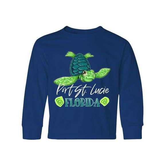 Inktastic Port St. Lucie, Florida Happy Sea Turtle Long Sleeve Youth T-Shirt