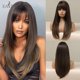 thumbnail image 1 of EASIHAIR Ombre marrón claro rubio platino largo ondulado parte media peluca de pelo Cosplay Natural resistente al calor peluca sintética para mujeres Tan Jianjun unisex, 1 of 2