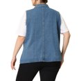 thumbnail image 3 of Agnes Orinda Women's Plus Size Button Down Raw Sleeveless Denim Jackets, 3 of 6