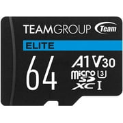 Team Group 64GB Elite microSDXC UHS-I U3, V30, A1, 4K UHD Micro SD Card with SD
