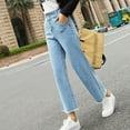 thumbnail image 2 of Women's High Waisted Cropped Straight Pants Jeans Casual Denim Pants, 2 of 5