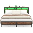 thumbnail image 5 of iSunirm King Size Bed Frame with Charging Station and Led Lights, Storage Headboard, No Box Spring Needed, Noise-Free, Rusty Brown, 5 of 8