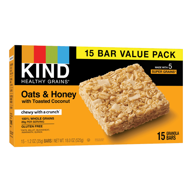 KIND Bars, Oats & Honey Healthy Grain Bars, Gluten free, 1.2 oz, 15