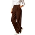 thumbnail image 2 of Zormilly Dress Pants Women High Waisted Business Casual Wide Leg Trousers with Pockets Side Slit Office Dressy Loose Pants, S-2XL, 2 of 8