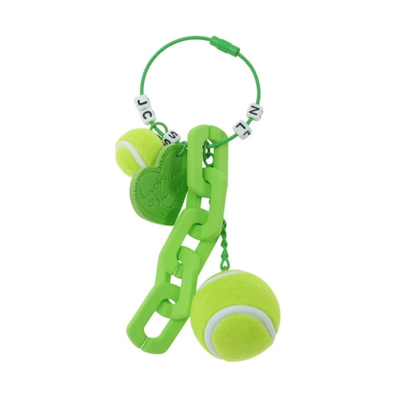 Unique Bargains 1 Pc Stylish Tennis Heart Handbag Charm Bag Accessories Green Yellow