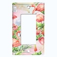 thumbnail image 5 of Metal Light Switch Plate Outlet Cover Tropical Pink Flamingo Flower Leaves Rainbow FGO006, 5 of 13