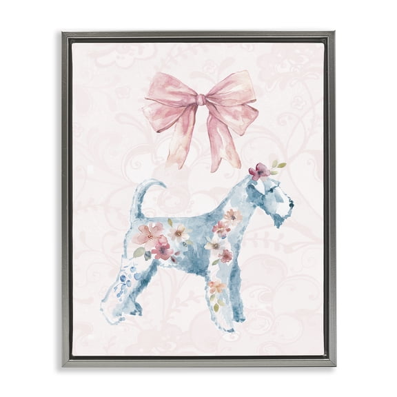 Stupell Industries Pastel Dog Glam Details Animals Painting Gray Floater Framed Canvas Art Print Wall Art, 17 x 21