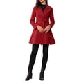 thumbnail image 2 of Abrigo elegante Inspire Chic para mujer, con cuello de chal, abrigo largo con cinturón de invierno, color rojo oscuro, 2 of 6
