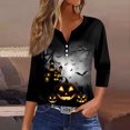Phina Halloween T Shirts for Women Pumpkin 3/4 Sleeve Bat Sweatshirt V
