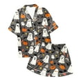 thumbnail image 7 of Halloween Pajamas 2 Pcs Silk Pjs Women Bat Skeleton Printed Womens Shorts Pajama Set Button Up Lounge Wear For Women Women Outfits Sets, 7 of 7