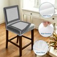 thumbnail image 4 of Gray Geometric Bar Stool Cover Set of 4, Black Greek Key Design Abstract Modern Art Stretch Bar Chair Cover, Removable Washable Pub Counter Stool Chair Slipcover for Kitchen Dining Room Pub Cafe, 4 of 9
