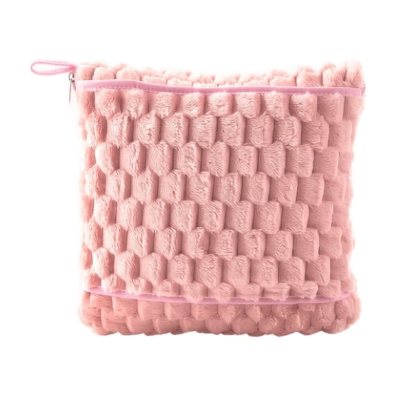 Pillow Blanket 2 in 1 Convertible Throw Blanket Soft Lightweight Foldable Cushion Portable with Storage Bag and Luggage Attachment for Travel Office Home