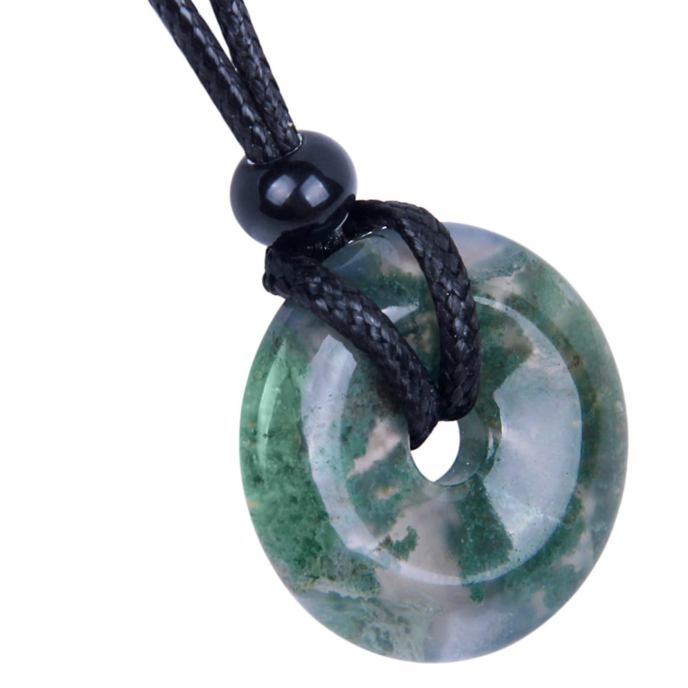 Agate Donut One of a Kind unique Moss Agate Green Agate necklace