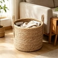 thumbnail image 5 of XKHHLH Seagrass Woven Storage Basket with Handles, Natural Handwoven Round Organizer Basket for Blankets, Toys, Towels, Laundry and Fireplace Wood Home Decor, 5 of 5
