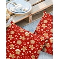 thumbnail image 2 of Pack of 2 Outdoor Pillow Covers, Merry Christmas Gingerbread Man and Candy Red Texture Waterproof Square Throw Pillowcase Cushion Decorative Pillow Covers for Couch Patio Tent, 20x20 in, 2 of 6
