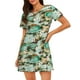 thumbnail image 1 of Easygdp Colorful Hawaii Palms Camisón de manga corta para mujer, informal, estampado, 1 of 6