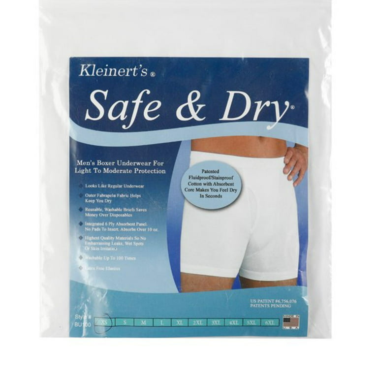Kleinert's Boxer Shorts, Men's Shorts, Incontinence Men's Odor Control  Boxer Shorts, Protective Shorts, Boxer Shorts With Moderate Absorbency, Small