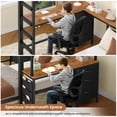 thumbnail image 5 of Bunk Bed with Desk for 2 People and Storage, LED Gaming Metal Loft Bed with Charging Station& Ladder & 13.4'' Guardrail, Space Saving Bed, Black& Brown, 5 of 11