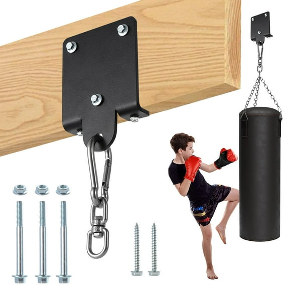 Heavy Duty Punching Bag Hanger, Boxing Bag Beam Mount, Heavy Bag Ceiling Mount, 360 Degrees Rotation Metal Hanging Hook for Punching Bag, Gym Swing, Trapeze, Hammock, Pilates