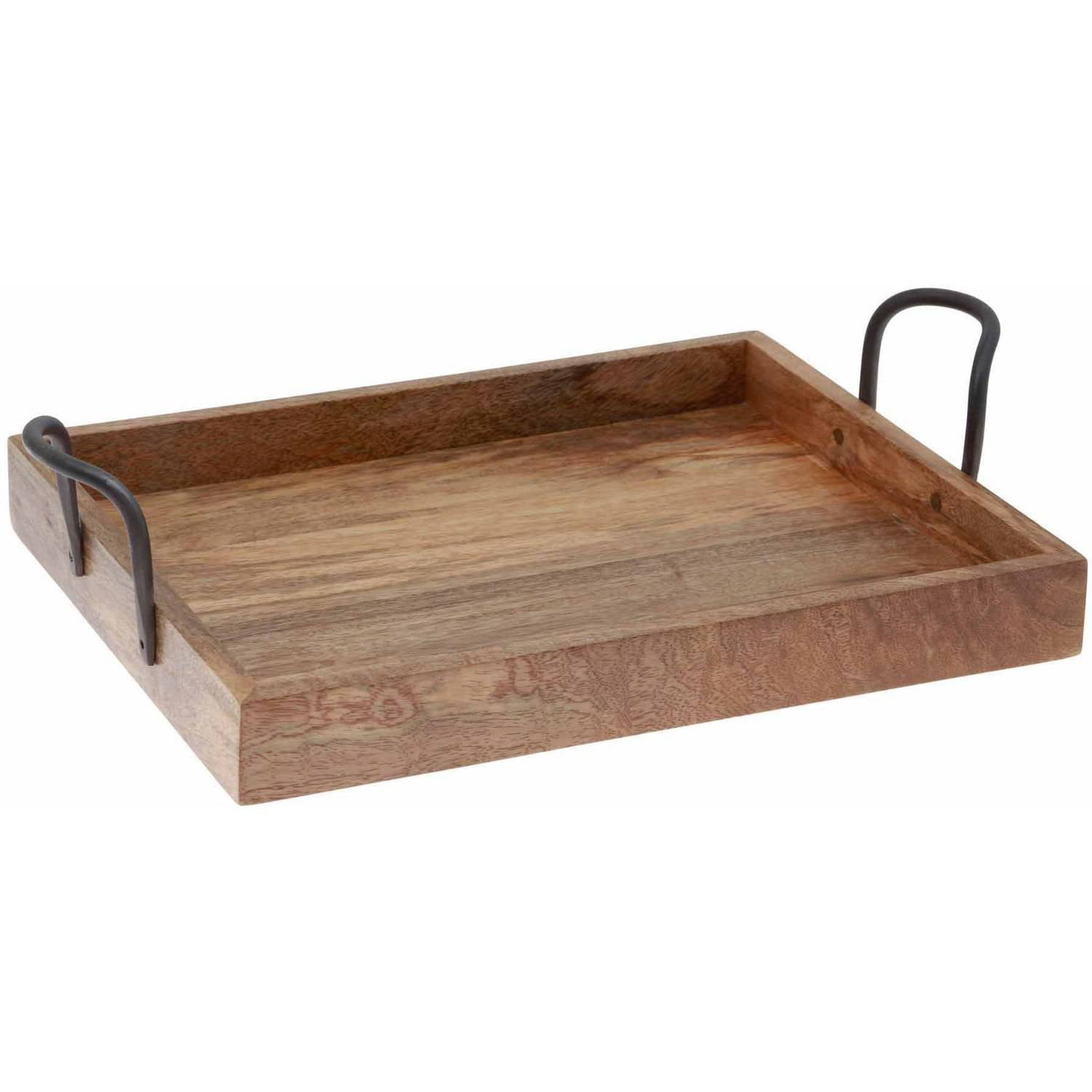 Rectangle Mango Wood Tray/Metal Handles