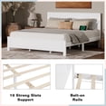 thumbnail image 5 of Sesslife King Size Bed Frame with Headboard & Footboard, Wood Platform Bed with Built-in LED Lights, Charging Station, Modern Farmhouse King Bed Frame with Slats, No Box Spring Needed, White, 5 of 11