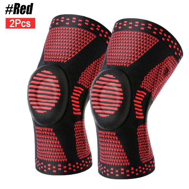 TYPPKMM 1/2Pcs Sport Compression Knee Support Brace Patella Protector Knitted Silicone Spring LegPad Cycling Running Basketball Football