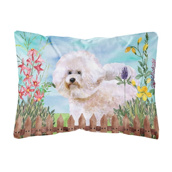 Bichon Frise #2 Spring Canvas Fabric Decorative Pillow