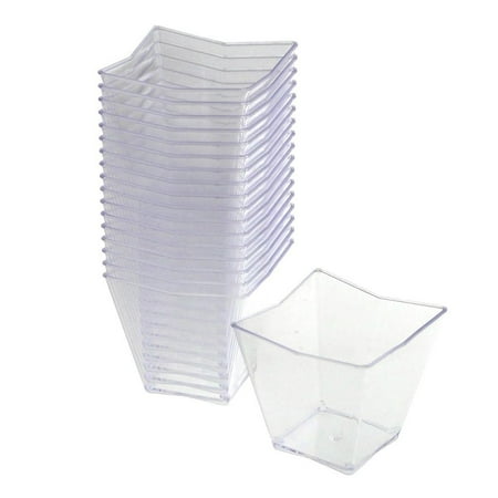 

Plastic Mini Appetizer Dessert Trapezoid Bowls 1-3/4-Inch 18-Piece Clear