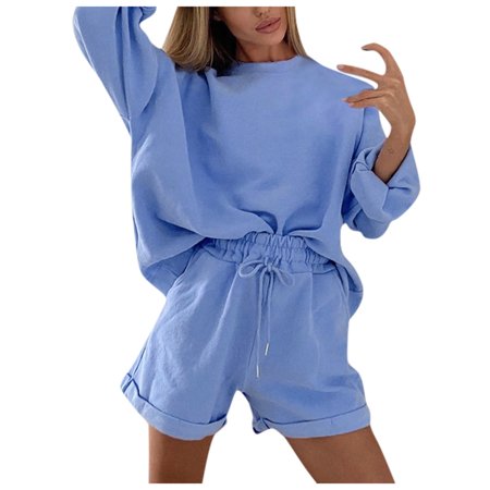 

Tejiojio Juneteen Shorts Clearance Baggy Lady s Gradient Outfits Crewneck Short Sleeve 2 Piece Short Set Pajamas