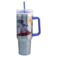 thumbnail image 1 of Termo Alto Doble Pared Con Asa Y Popote, Diseño Stitch Live Action “Surfin Stitch”, Termo Metalizado Azul, Capacidad 1. 2 L, 1 of 8
