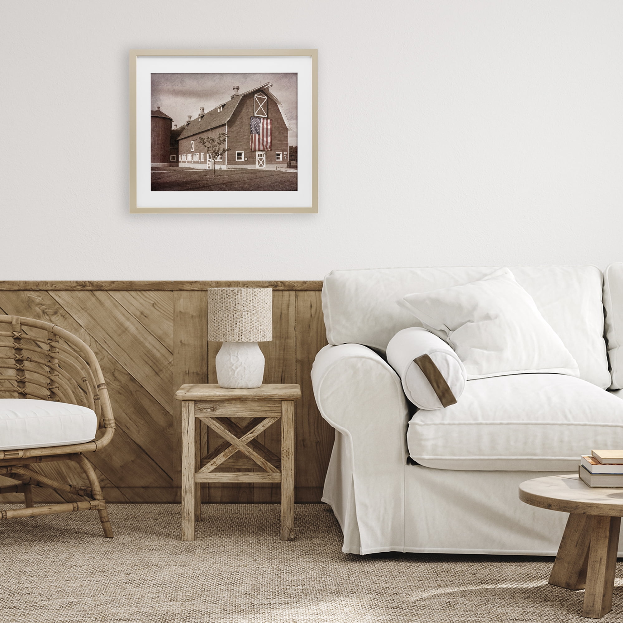Stupell Industries Rural America Barn Birch Framed Print Under Glass, design by Marcus Prime