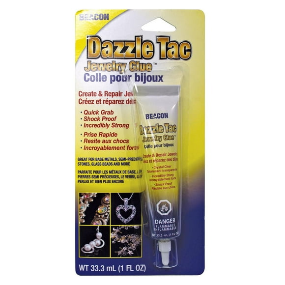 Dazzle Tac Jewelry Glue - 33 mL (1 oz) Ultra-Strong Adhesive