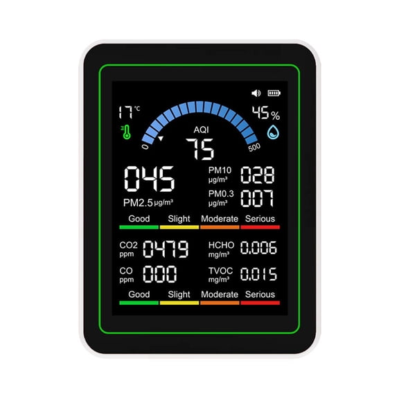 Air Quality Monitors CO2 Meter Carbon Dioxide Detectors CO2 TVOC HCHO PM2.5 PM 1.0 PM10 Temperature Humidity