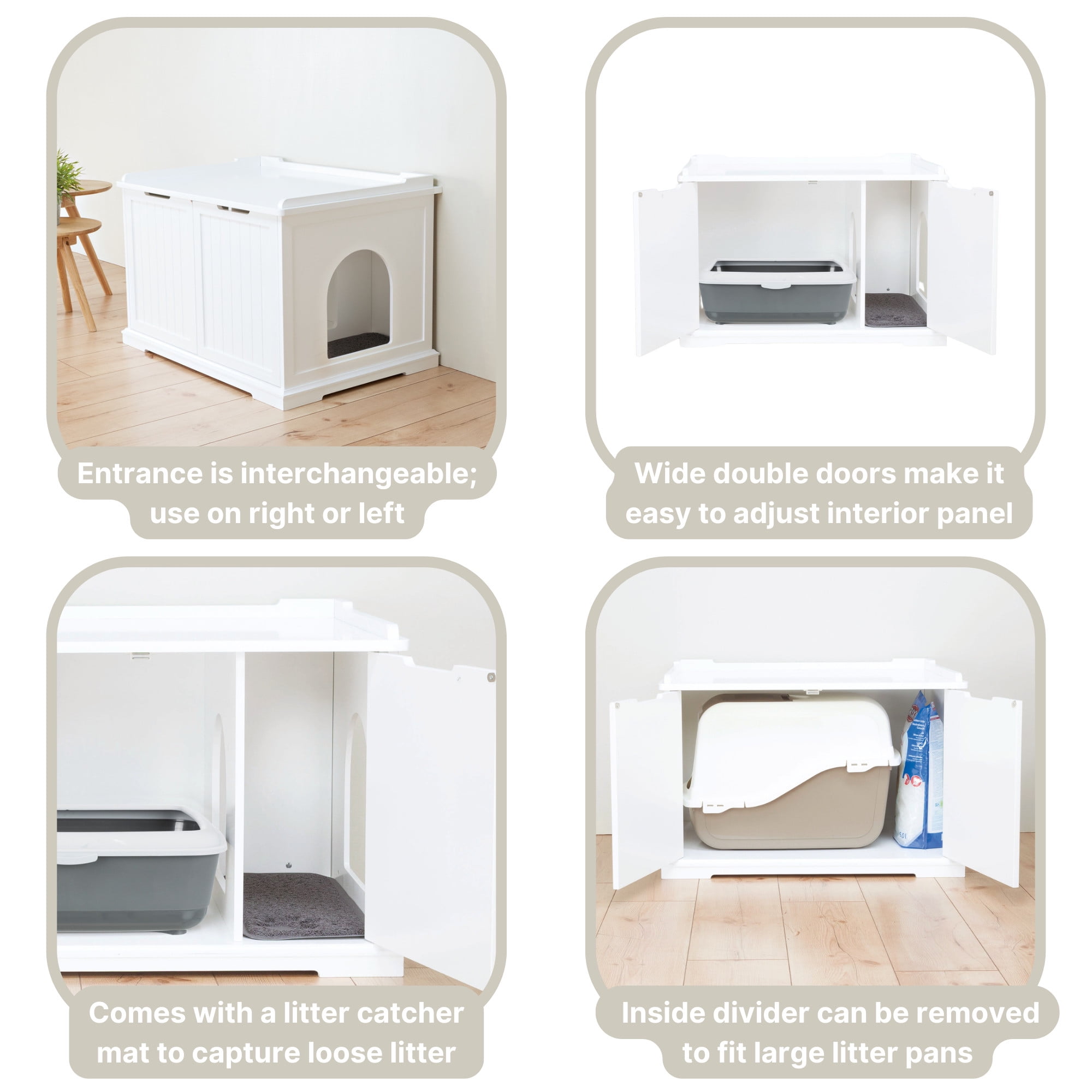 TRIXIE XL Cat Litter Box Enclosure Hidden Litter Indoor Cat Furniture Pet Home Side Table White