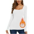 thumbnail image 1 of Bowake Woman Solid Color Thermal Blouses Tops Square Neck Fleece lined Underwear Tunic Winter Warm Base Layer, 1 of 5