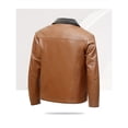 thumbnail image 2 of Men's leather jacket, new winter PU leather lapel fur integrated men's coat, men's solid color business fashion casual zipper leather coat for men, 2 of 5