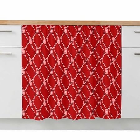 Cabinet Curtain Red Stripes Lines Kitchen Shelf Curtain Desk Under Sink Curtain Skirt Privacy Drape Cover Abstract Waves Striped Cabinet Curtains for Kitchen Shelves Laundry Room Bathroom 28x35 Inch
