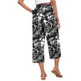 thumbnail image 7 of VDJ Women's Smmer Capri Pants Casual Wide Leg Elastic Waist Lightweight Floral Printed Cropped Loose Pants with Pockets Size M, 7 of 7