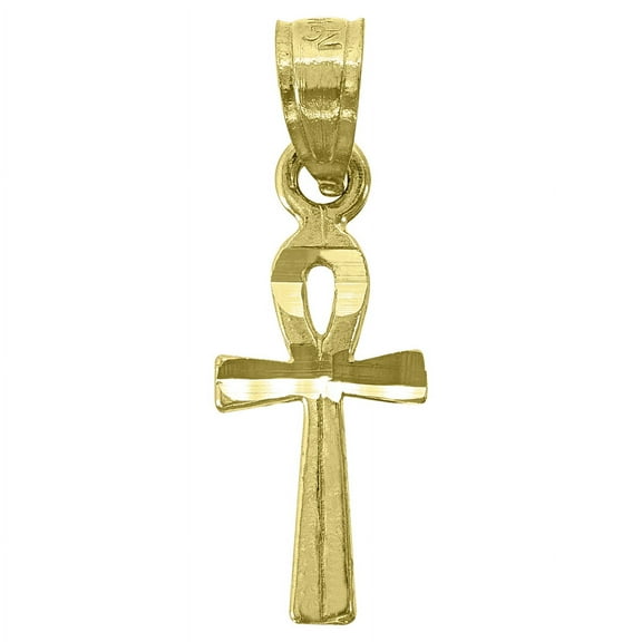 Auriga 14k Yellow Gold Polished Ankh Religious Charm Pendant for Women (L- 19.8mm, W- 6.3mm)