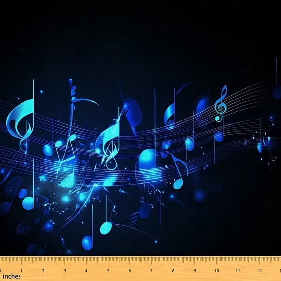 Feelyou Neon Melody Kids Fabric by the Yard 5 Yards, Musical Note Geometic Sewing Fabric, Pop Music Home Decor Fabric by the Yard, Microfiber Bedroom Decor